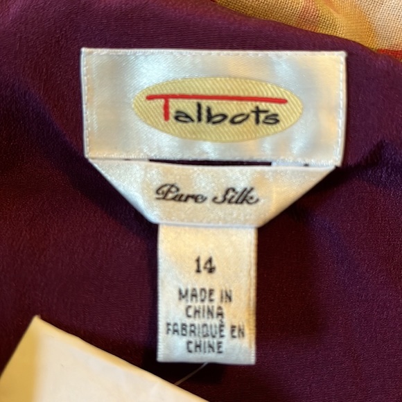 Vtg TALBOTS Size 14 100% Washed Silk Deep Plum Purple Scalloped Trim $188 NEW - Picture 15 of 16